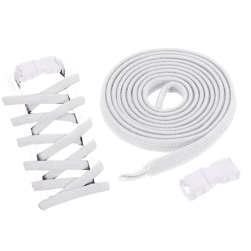 Elastic Tieless Shoe Laces for Adults Sneakers, White