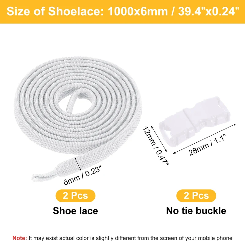 Elastic Tieless Shoe Laces for Adults Sneakers, White