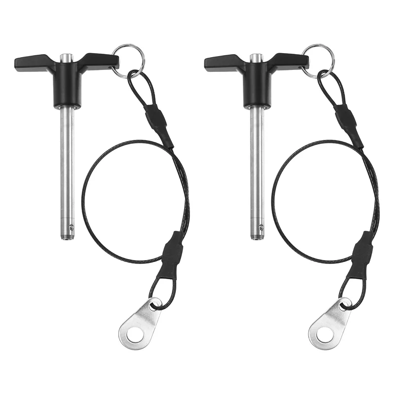2Pcs T-Handle Quick Release Pin 1/4" x 2" (Dia x L) Stainless Steel