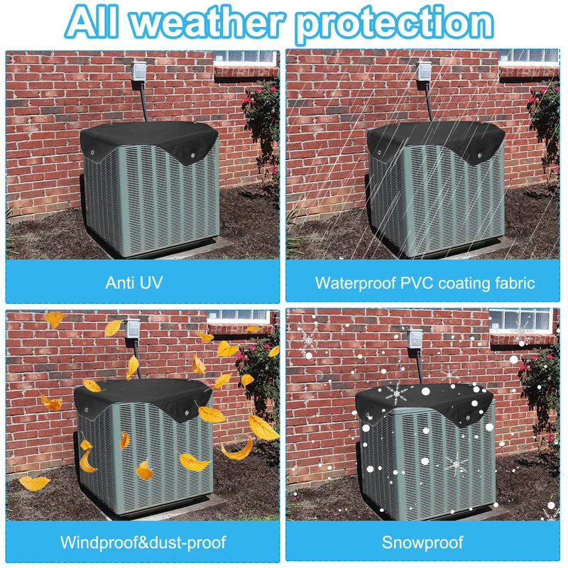 Air Conditioner Cover, 24x24" Outdoor AC Unit Covers Waterproof AC Cover, Black
