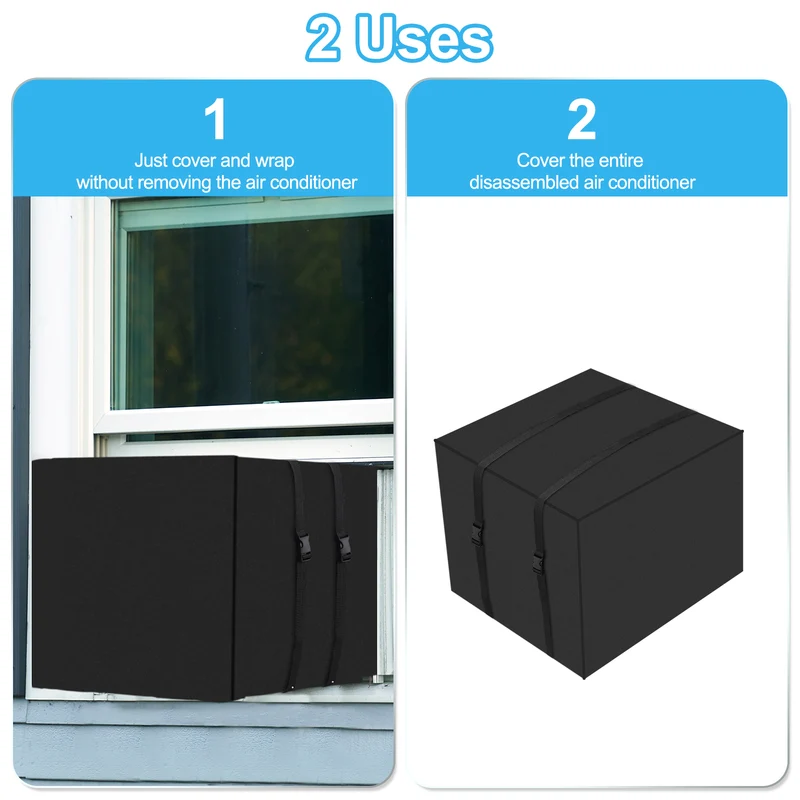 Air Conditioner Cover for Outside Units, 27.5x23x19 inch Waterproof Window AC Unit Cover Winter Dustproof Outdoor Window AC Protection Covers for Outdoor, Black