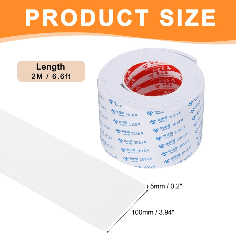 Foam Tape 100mm W x 5mm t x 2M Weather Stripping White for Door Window