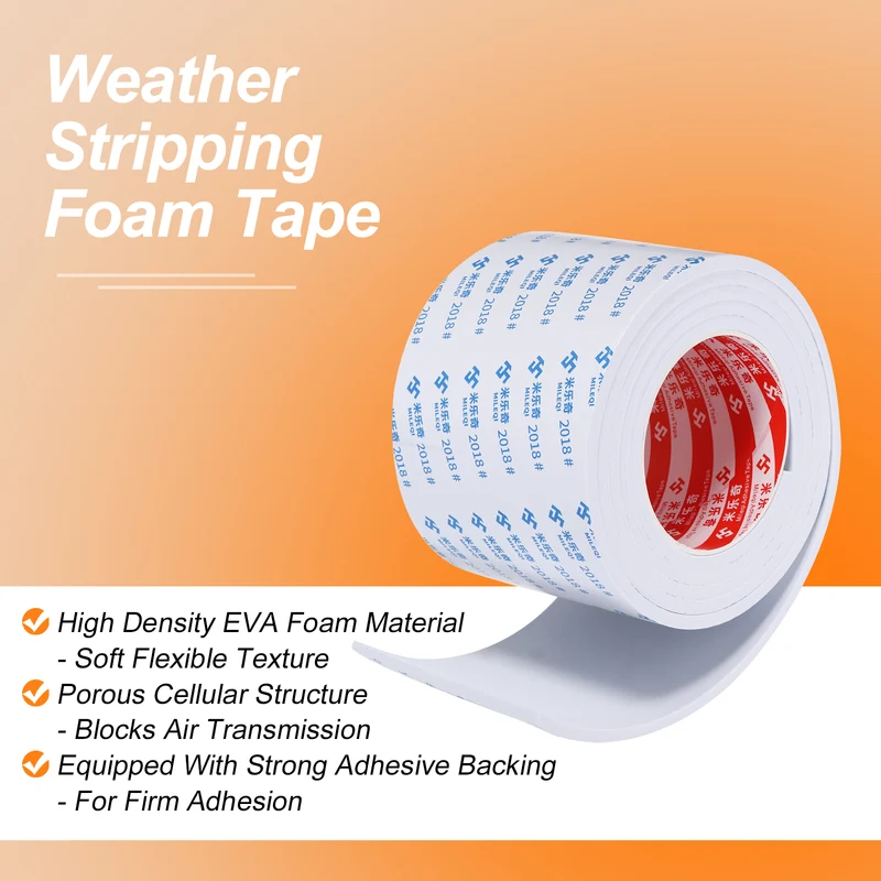 Foam Tape 100mm W x 5mm t x 2M Weather Stripping White for Door Window