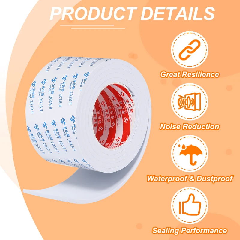 Foam Tape 80mm W x 5mm t x 2M Weather Stripping White for Door Window