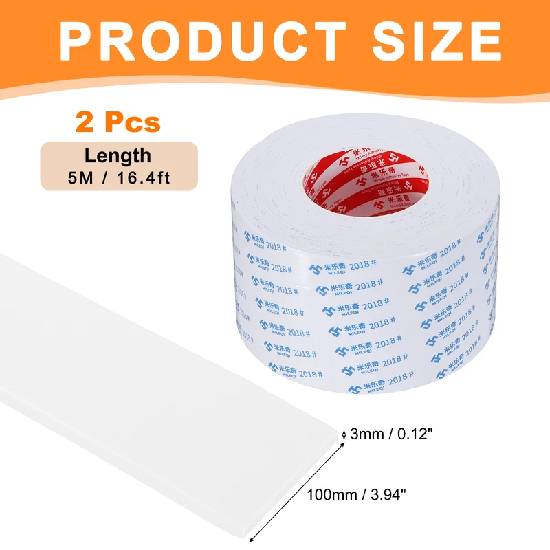 2pcs Foam Tape 100mm W x 3mm t x 5M Weather Stripping White for Door Window