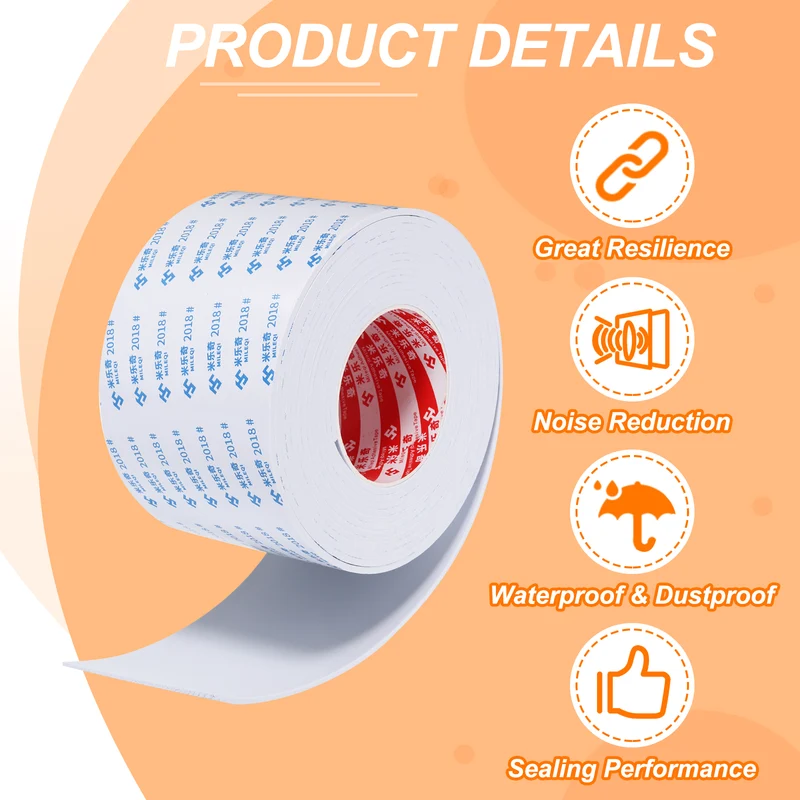 2pcs Foam Tape 100mm W x 3mm t x 5M Weather Stripping White for Door Window