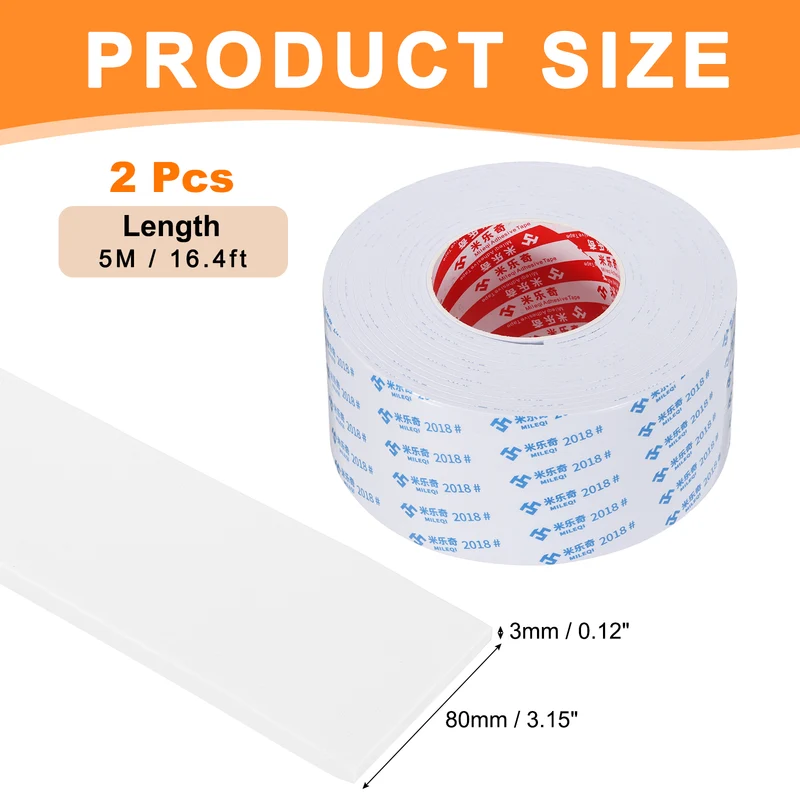 2pcs Foam Tape 80mm W x 3mm t x 5M Weather Stripping White for Door Window
