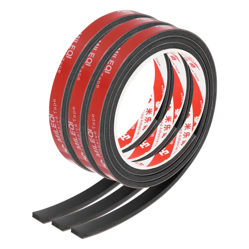 3 Pcs Solid Neoprene Rubber Strips 3/8" W x 5/32" t x 3.3ft l Black