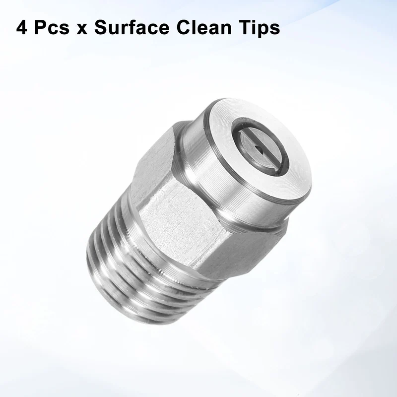 4pcs 15 Degree Surface Clean Tip 1/4 Inch NPT Male 1.07 Orifice Spray Nozzles