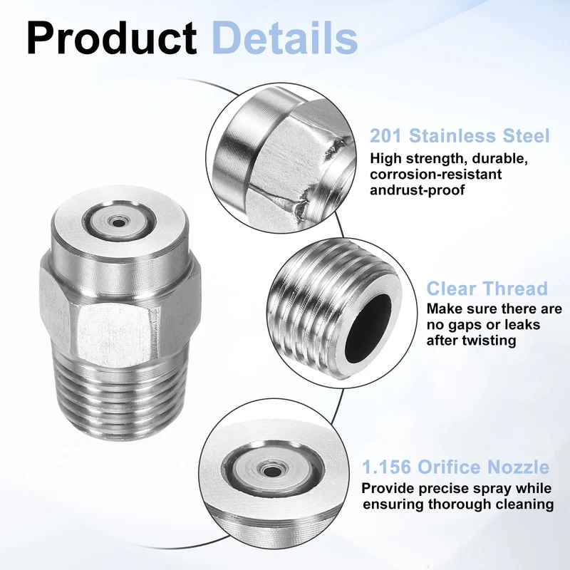 4pcs 0 Degree Surface Clean Tip 1/4 Inch NPT Male 1.156 Orifice Spray Nozzles