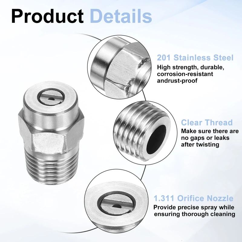4pcs 25 Degree Surface Clean Tip 1/4 Inch NPT Male 1.311 Orifice Spray Nozzles