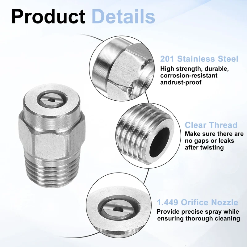4pcs 15 Degree Surface Clean Tip 1/4 Inch NPT Male 1.449 Orifice Spray Nozzles
