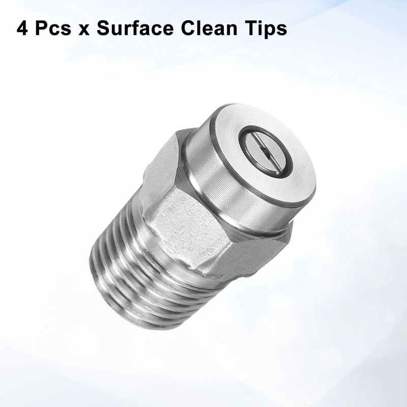 4pcs 40 Degree Surface Clean Tip 1/4 Inch NPT Male 1.311 Orifice Spray Nozzles