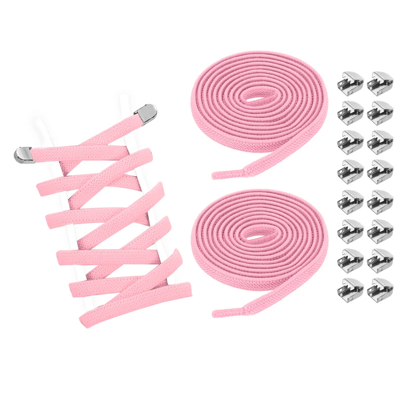 3Pairs No Tie Shoe Laces, Elastic Tieless Shoelaces with End Clips, Light Pink