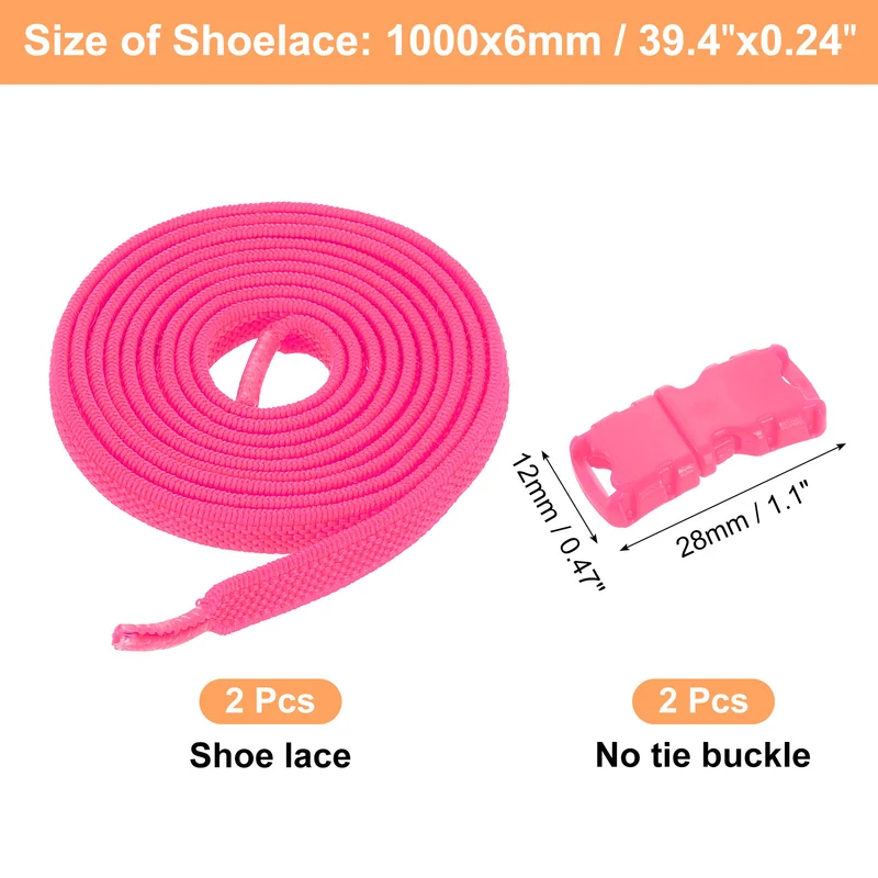3Pairs No Tie Shoe Laces, Elastic Tieless Shoelaces with End Clips, Rose Red
