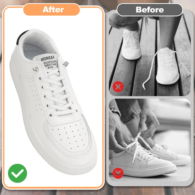 3Pairs No Tie Shoe Laces, Elastic Tieless Shoelaces with End Clips, Rose Red