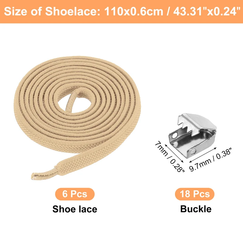 3Pairs No Tie Shoe Laces, Elastic Tieless Shoelaces with End Clips, Khaki