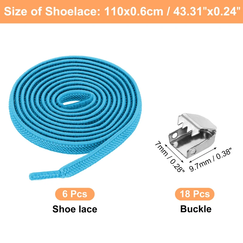 3Pairs No Tie Shoe Laces, Elastic Tieless Shoelaces with End Clips, Light Blue