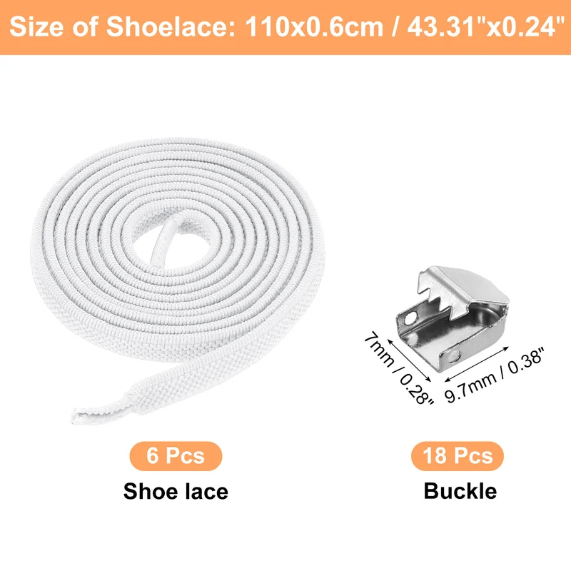 3Pairs No Tie Shoe Laces, Elastic Tieless Shoelaces with End Clips, White