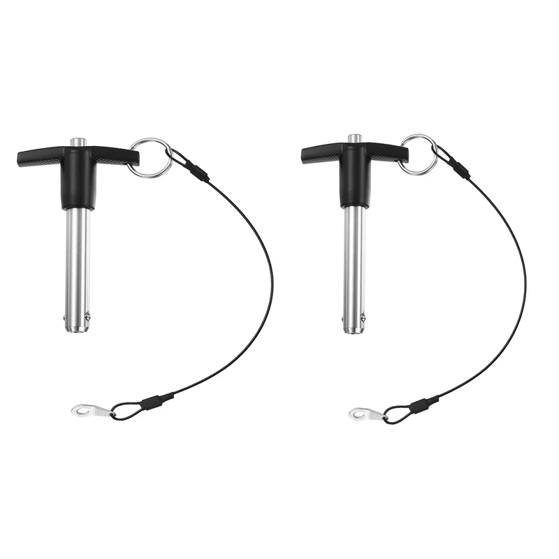 2Pcs T-Handle Quick Release Pin 3/8" x 2" (Dia x L) 304 Stainless Steel