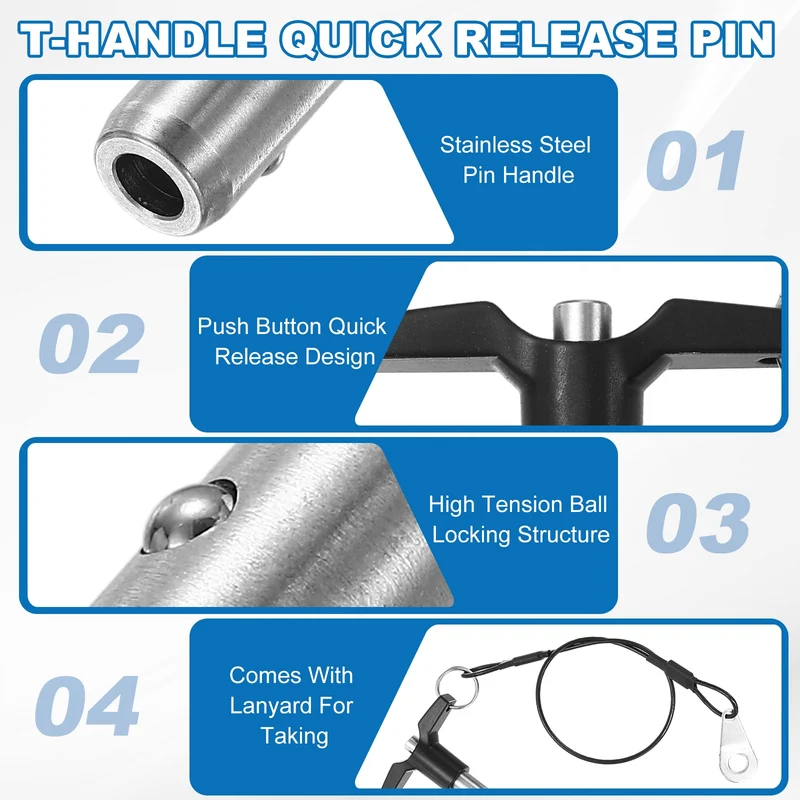 2Pcs T-Handle Quick Release Pin 5/16" x 1-3/16" (Dia x L) 304 Stainless Steel