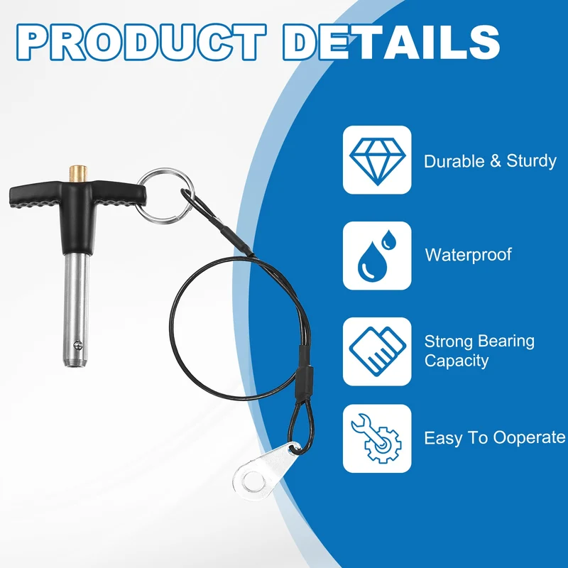 2Pcs T-Handle Quick Release Pin 5/16" x 1-3/16" (Dia x L) 304 Stainless Steel