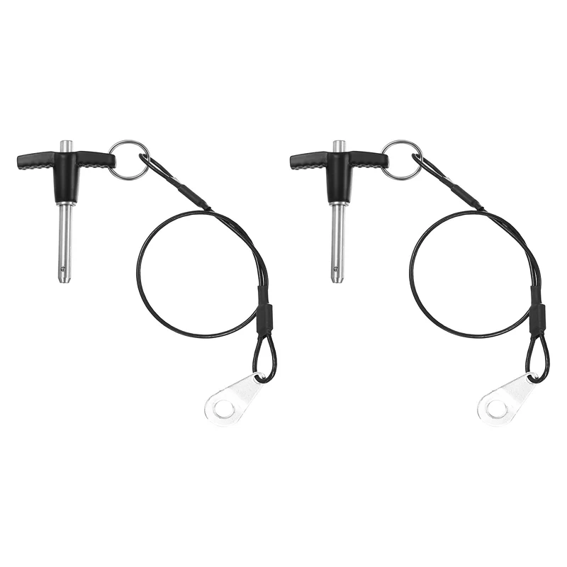 2Pcs T-Handle Quick Release Pin 1/4" x 1-3/16" (Dia x L) 304 Stainless Steel