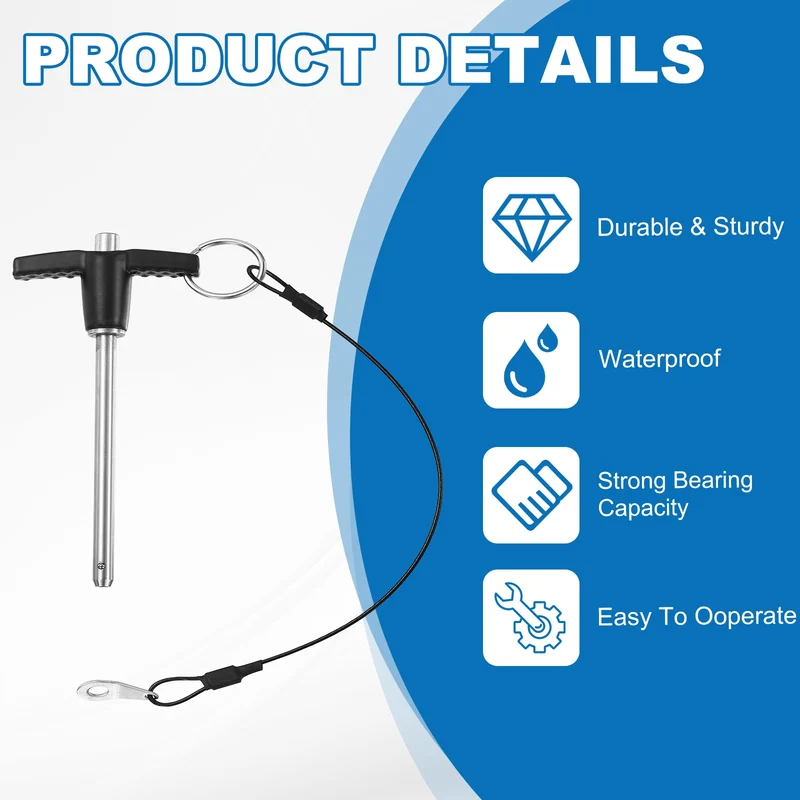 2Pcs T-Handle Quick Release Pin 3/16" x 2-3/4" (Dia x L) 304 Stainless Steel