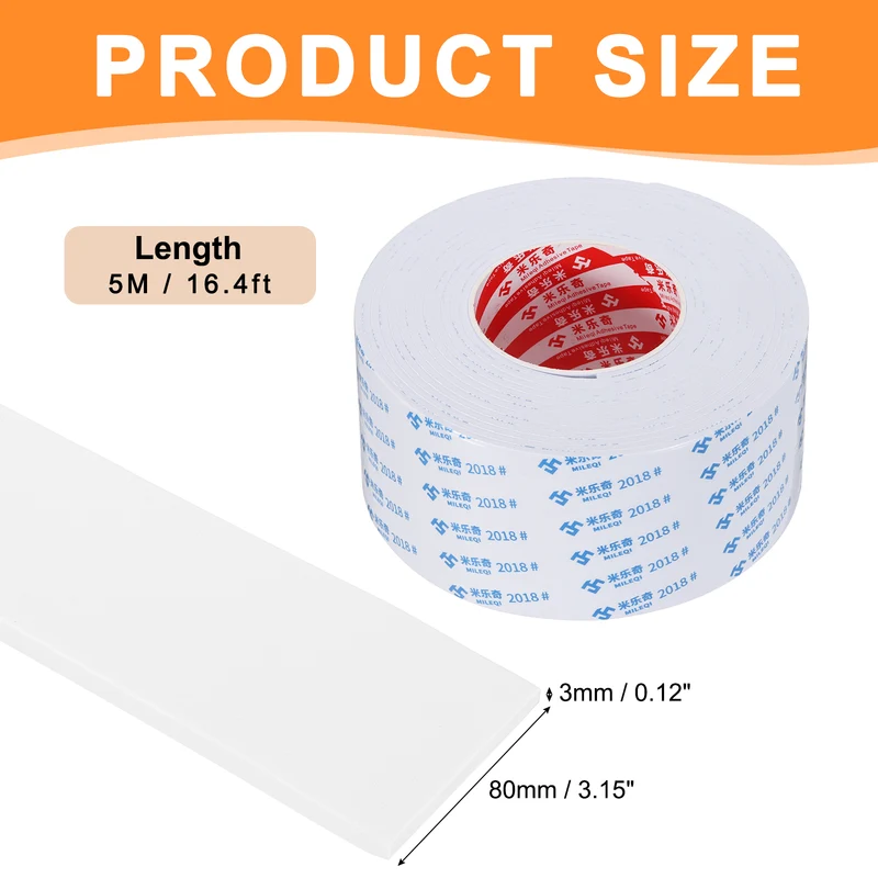Foam Tape 80mm W x 3mm t x 5M Weather Stripping White for Door Window