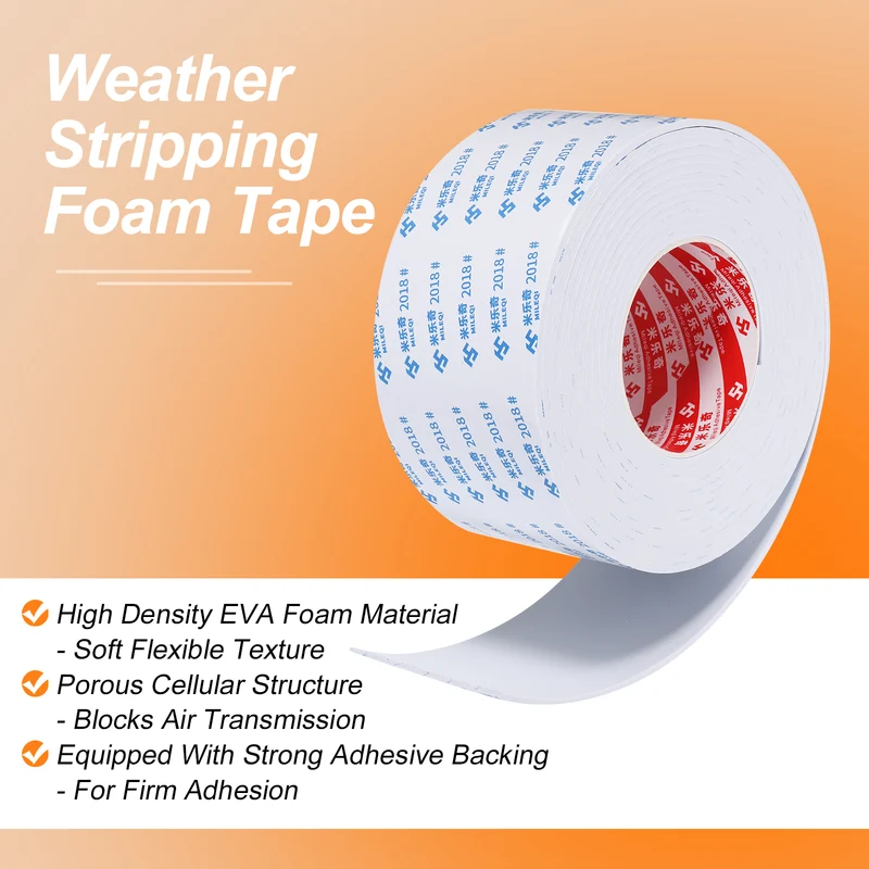 2pcs Foam Tape 60mm W x 3mm t x 5M Weather Stripping White for Door Window