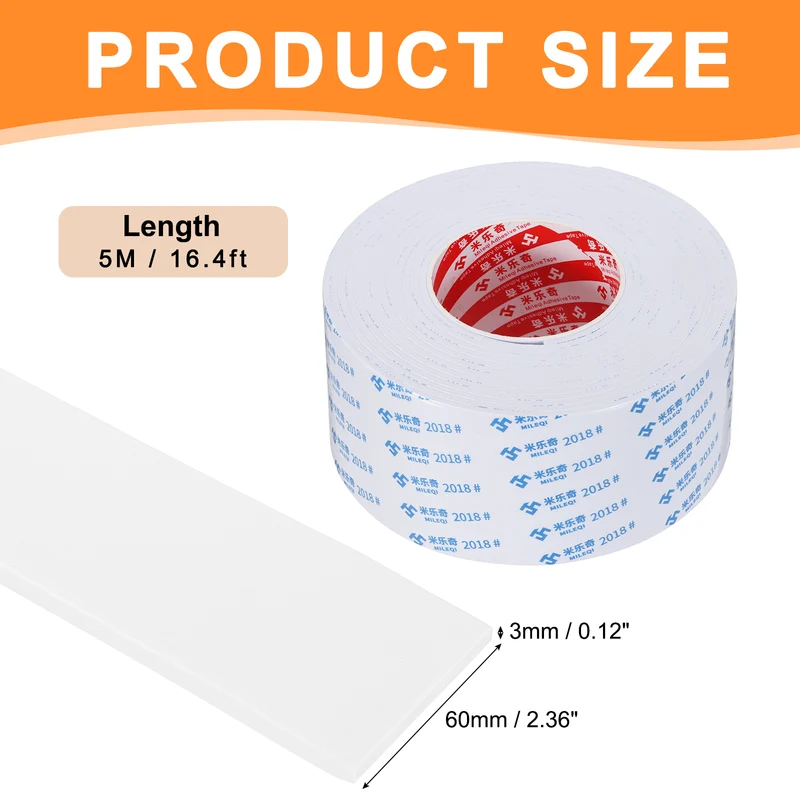 Foam Tape 60mm W x 3mm t x 5M Weather Stripping White for Door Window