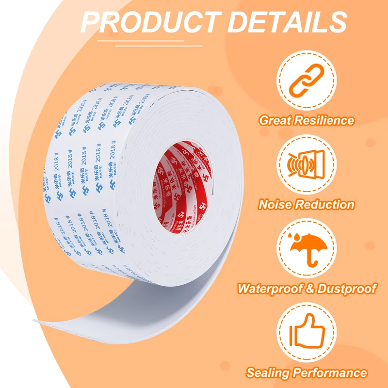 Foam Tape 60mm W x 3mm t x 5M Weather Stripping White for Door Window
