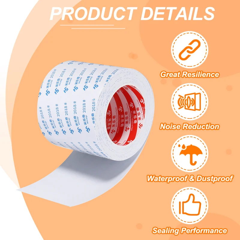 Foam Tape 100mm W x 1mm t x 5M Weather Stripping White for Door Window