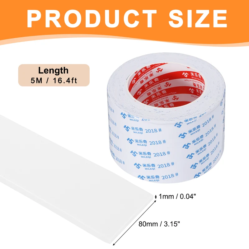 Foam Tape 80mm W x 1mm t x 5M Weather Stripping White for Door Window