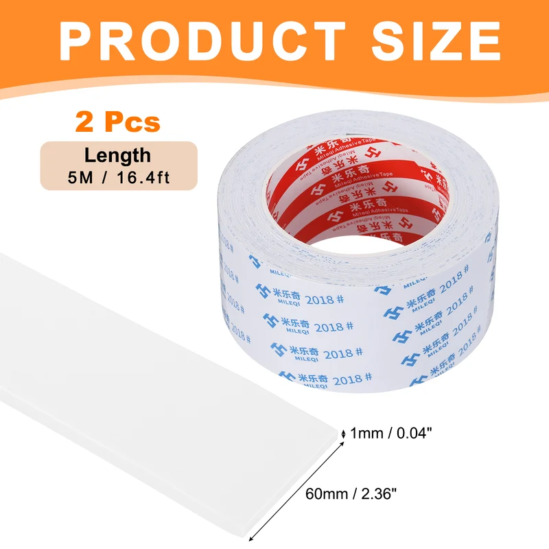 2pcs Foam Tape 60mm W x 1mm t x 5M Weather Stripping White for Door Window