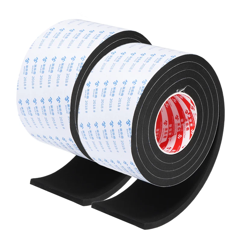 2pcs Foam Tape 100mm W x 10mm t x 2M Weather Stripping Black for Door Window