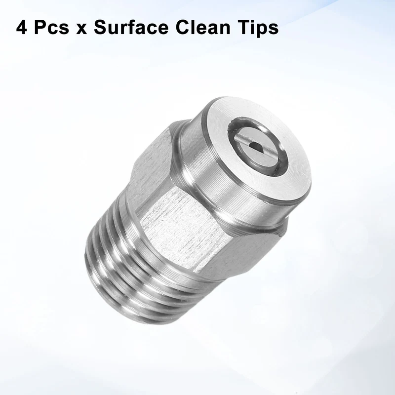 4pcs 25 Degree Surface Clean Tip 1/4 Inch NPT Male 1.382 Orifice Spray Nozzles