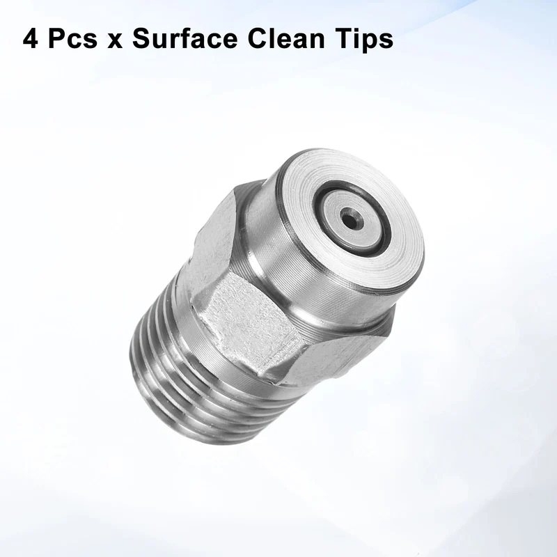4pcs 0 Degree Surface Clean Tip 1/4 Inch NPT Male 1.236 Orifice Spray Nozzles
