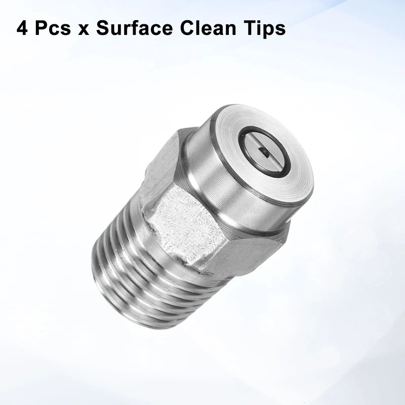 4pcs 15 Degree Surface Clean Tip 1/4 Inch NPT Male 1.156 Orifice Spray Nozzles