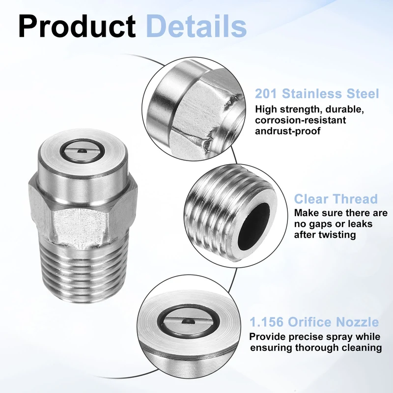 4pcs 15 Degree Surface Clean Tip 1/4 Inch NPT Male 1.156 Orifice Spray Nozzles