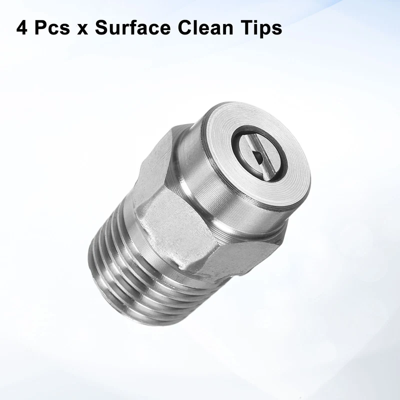4pcs 15 Degree Surface Clean Tip 1/4 Inch NPT Male 1.382 Orifice Spray Nozzles