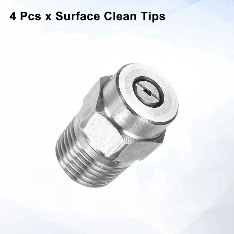 4pcs 40 Degree Surface Clean Tip 1/4 Inch NPT Male 1.236 Orifice Spray Nozzles