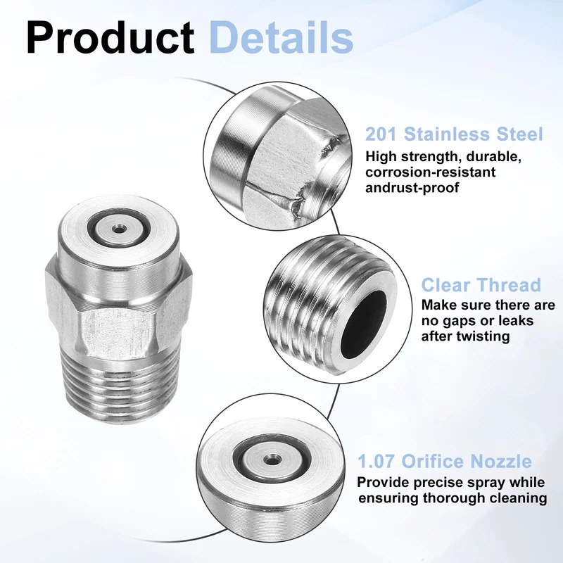 4pcs 0 Degree Surface Clean Tip 1/4 Inch NPT Male 1.07 Orifice Spray Nozzles