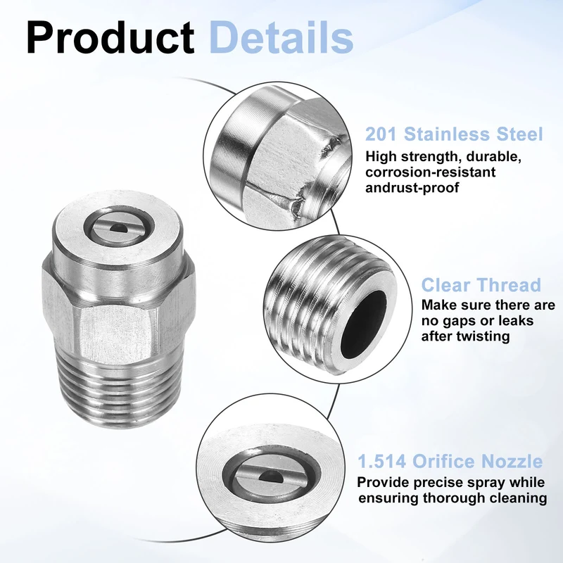 4pcs 15 Degree Surface Clean Tip 1/4 Inch NPT Male 1.514 Orifice Spray Nozzles