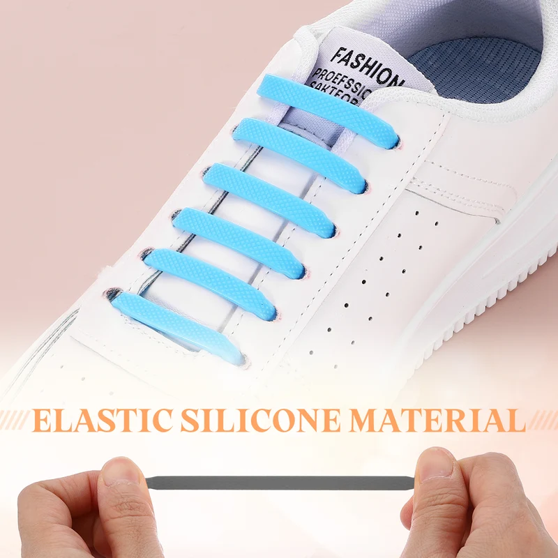 32Pcs No Tie Shoe Laces for Adults, Elastic Flat Tieless Shoelaces, Gray