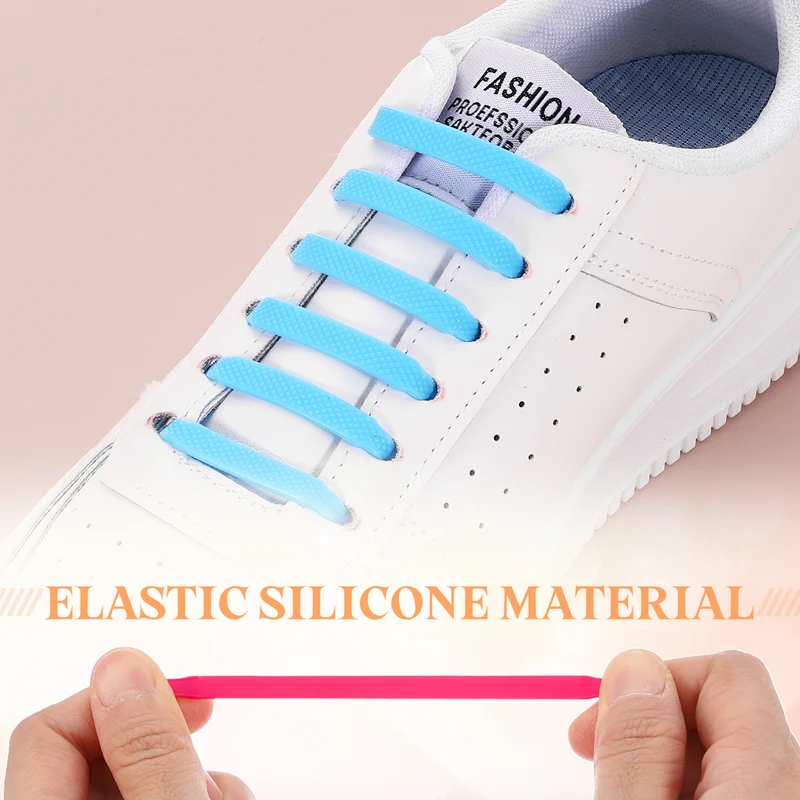 32Pcs No Tie Shoe Laces for Adults, Elastic Flat Tieless Shoelaces, Rose Red