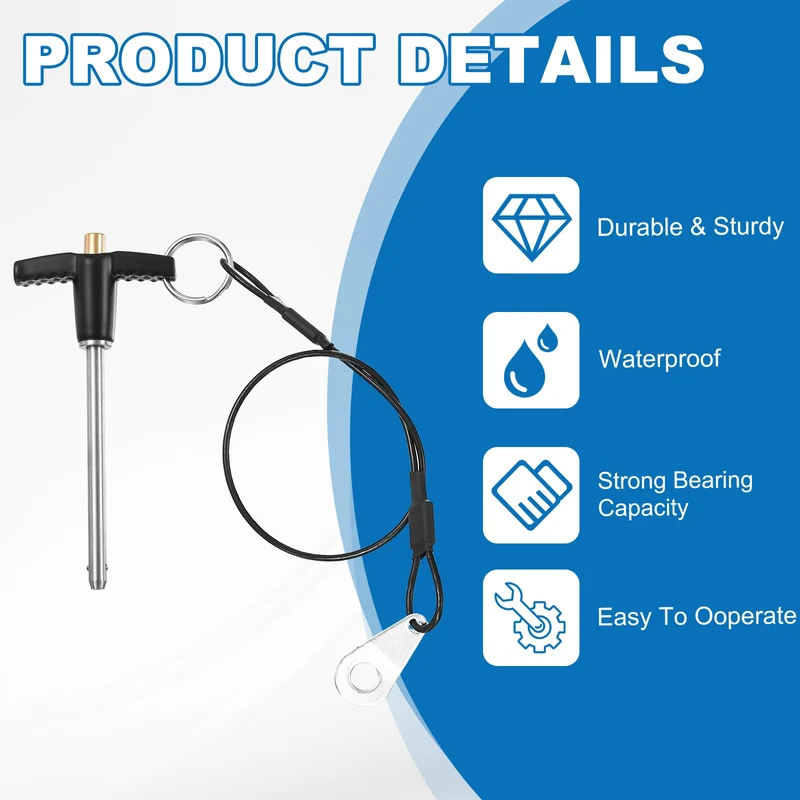 2Pcs T-Handle Quick Release Pin 3/16" x 2-3/8" (Dia x L) 304 Stainless Steel