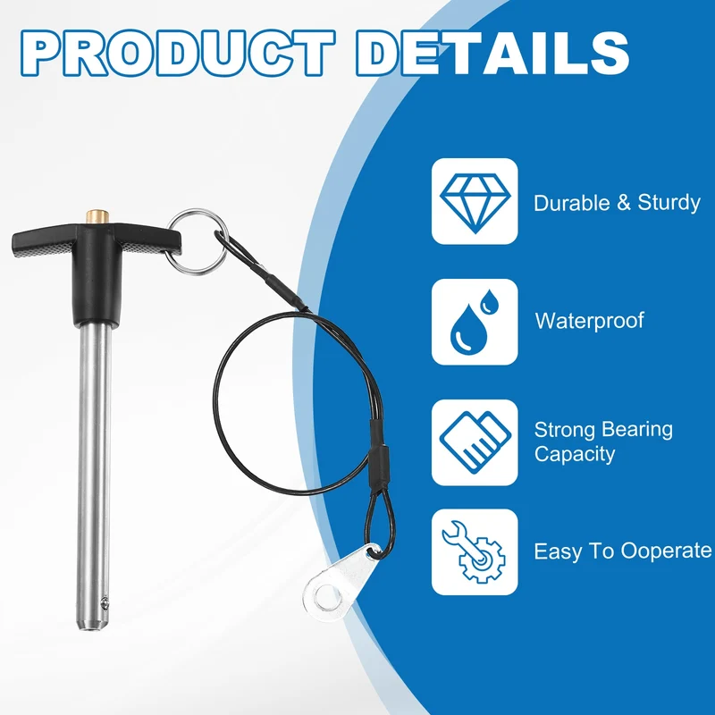 4Pcs T-Handle Quick Release Pin 3/8" x 3-1/8" (Dia x L) 304 Stainless Steel