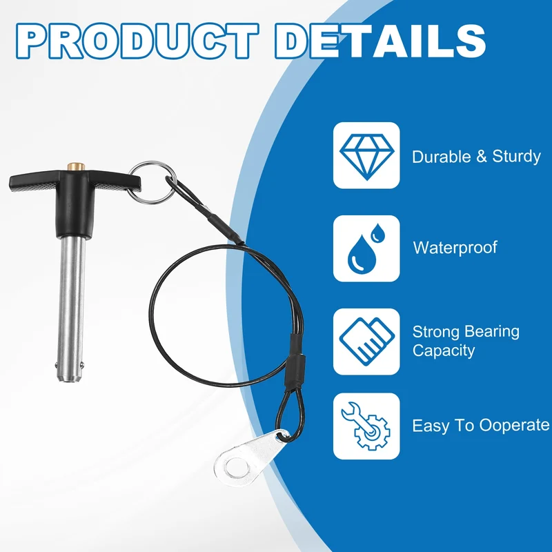 4Pcs T-Handle Quick Release Pin 3/8" x 2-3/16" (Dia x L) 304 Stainless Steel