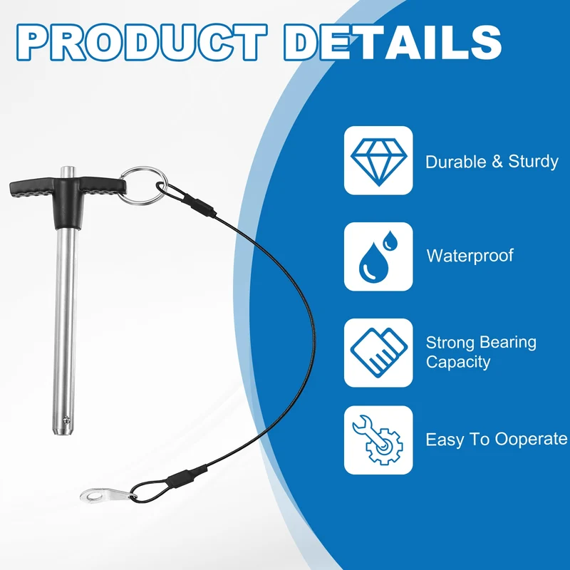 2Pcs T-Handle Quick Release Pin 5/16" x 3-9/16" (Dia x L) 304 Stainless Steel